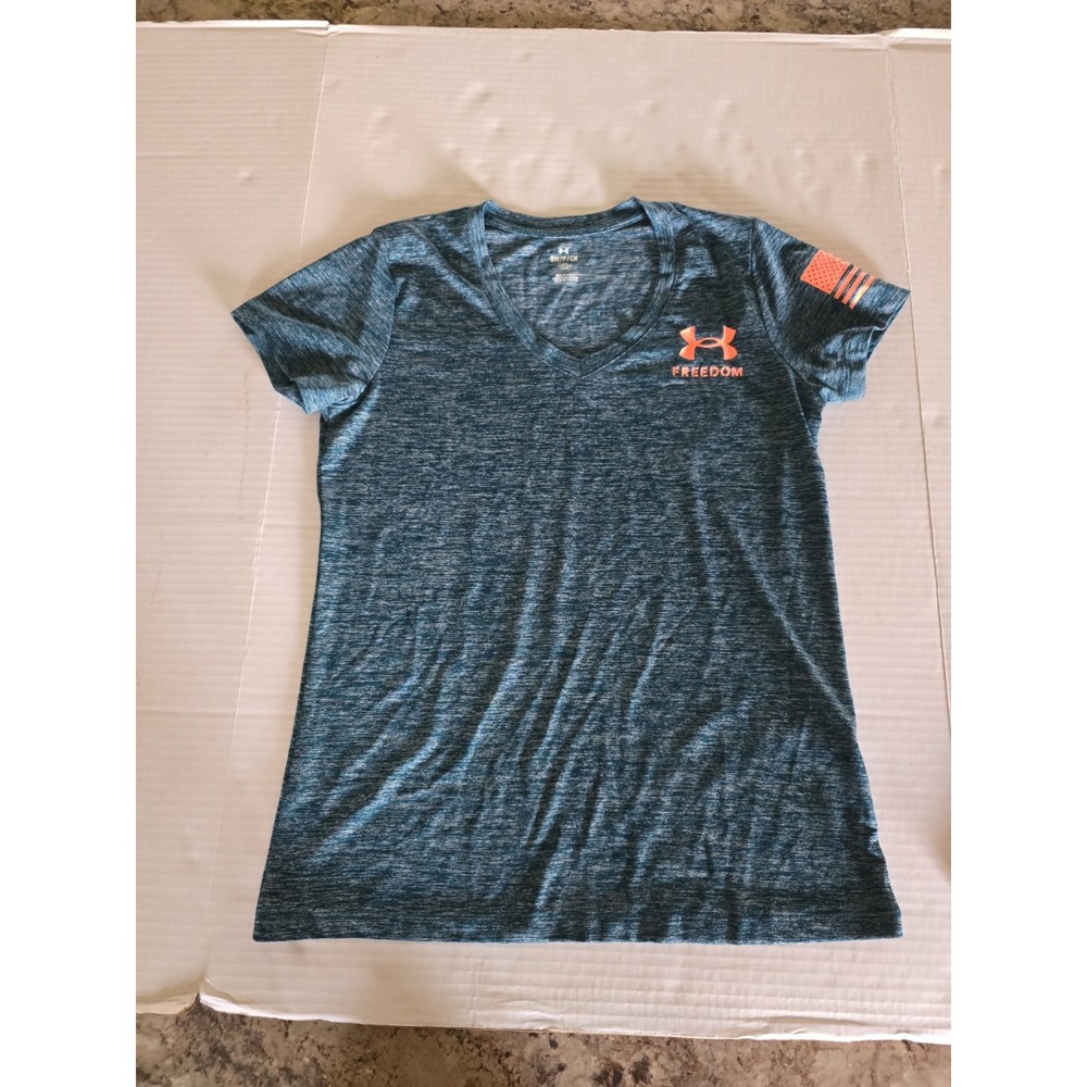 Underarmour Womens Freedom Tech Short Sleeve V- Neck T Shirt Size Small